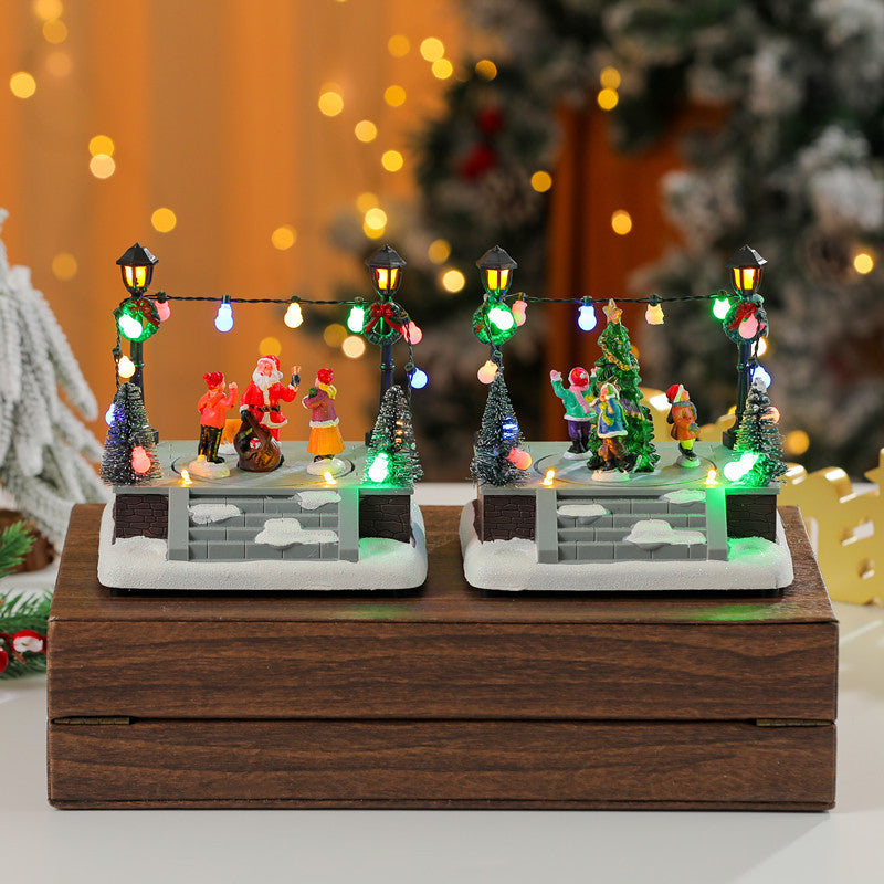 LED Lighted Christmas Town Figurines Skating Scene Set