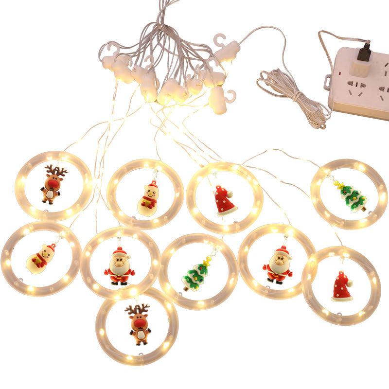 LED Christmas String Lights with Hanging Ring Ornaments