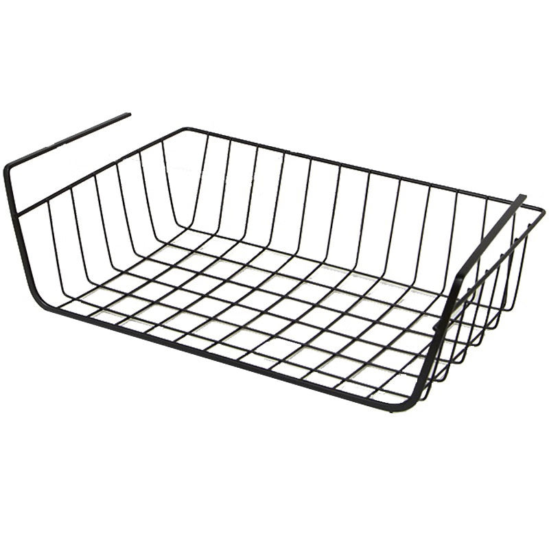 Under Shelf Wire Storage Organizer Basket | Slide-On Rack for Cabinets, Desks and Kitchen Shelves | 2 Colors, 2 Sizes