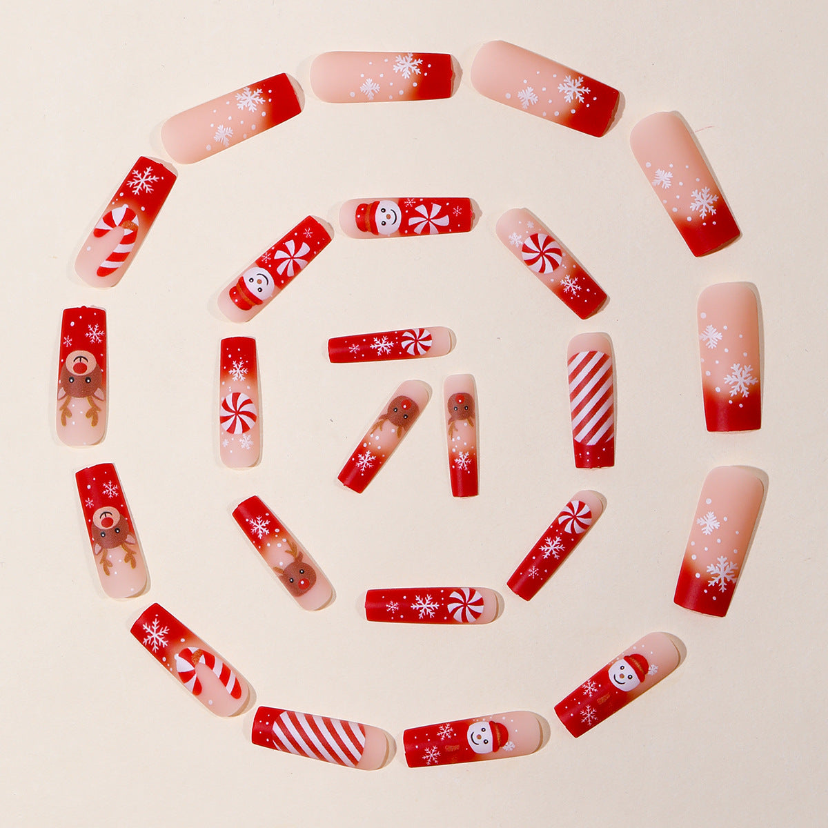 Christmas Holiday Nail Designs with Snowmen and Reindeer