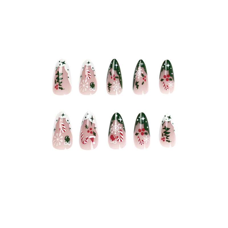 Christmas Press On Nails with Candy Canes and Snowflakes