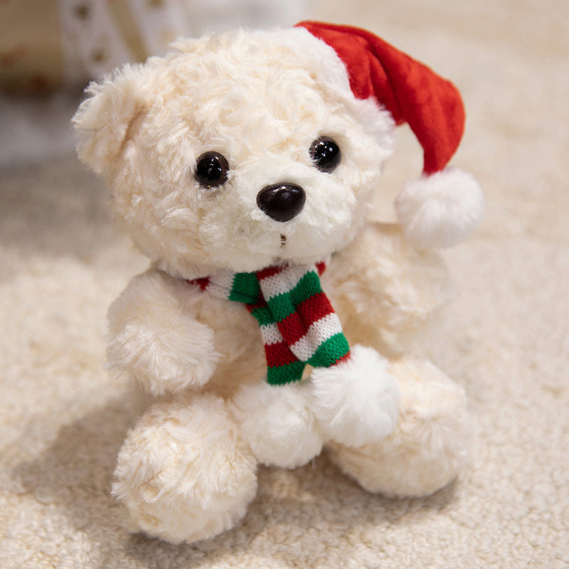 Plush Teddy Bear Christmas Decorations with Santa Hat and Scarf