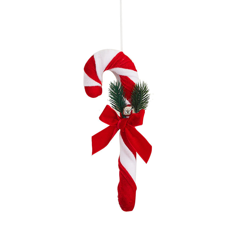 Velvet Candy Cane Christmas Tree Ornaments Set with Bows