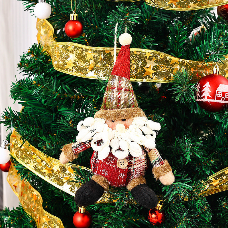 Plush Reindeer Christmas Tree Ornaments with Scarf and Antlers