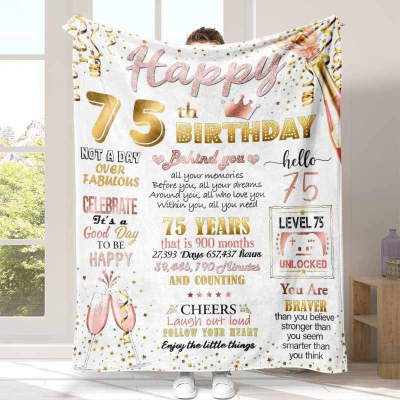 Milestone Birthday Fleece Warm Blanket with Quotes | Soft Machine Washable Throw | 6 Ages | 4 Sizes