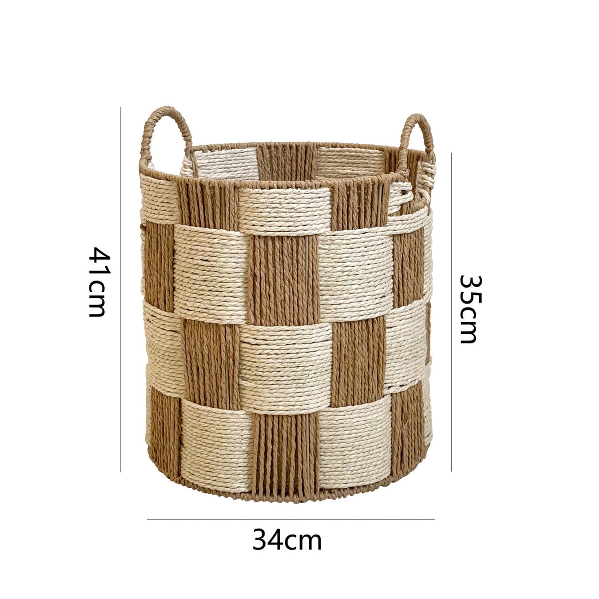 Honeycomb Weave Storage Organizer Basket with Rope Handles | Laundry and Toy Bin | 15.7 x 11 x 9 in
