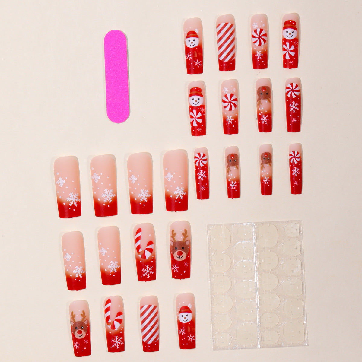 Christmas Holiday Nail Designs with Snowmen and Reindeer