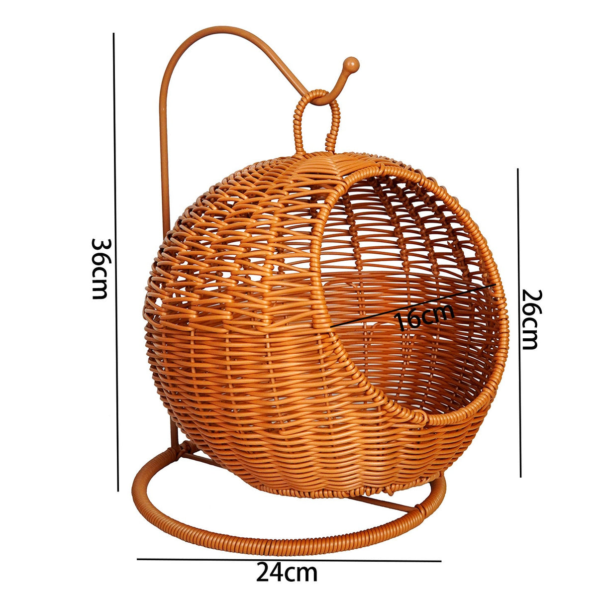 Woven Rattan Wall Basket Decor with Hanging Hook and Ring Stand | Open Front Shape | 2 Sizes, 2 Colors
