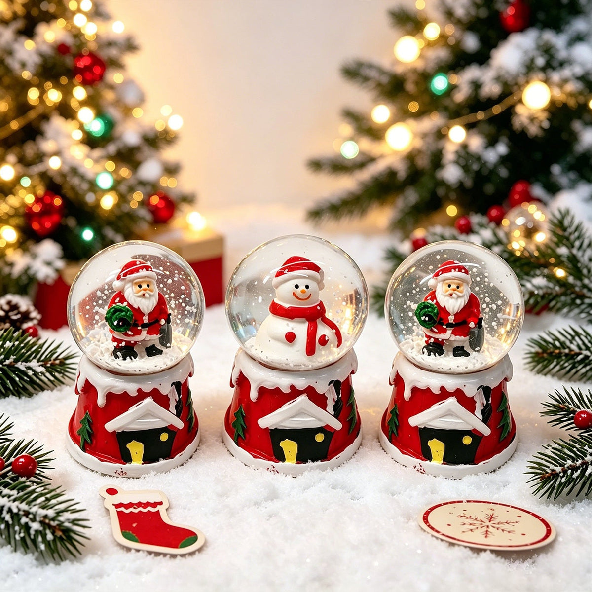 Mini Christmas Snow Globe Ornament Decorations with Santa