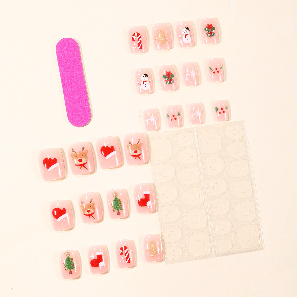 Christmas Press On Nails with Holiday Designs and Nail Glue Tabs