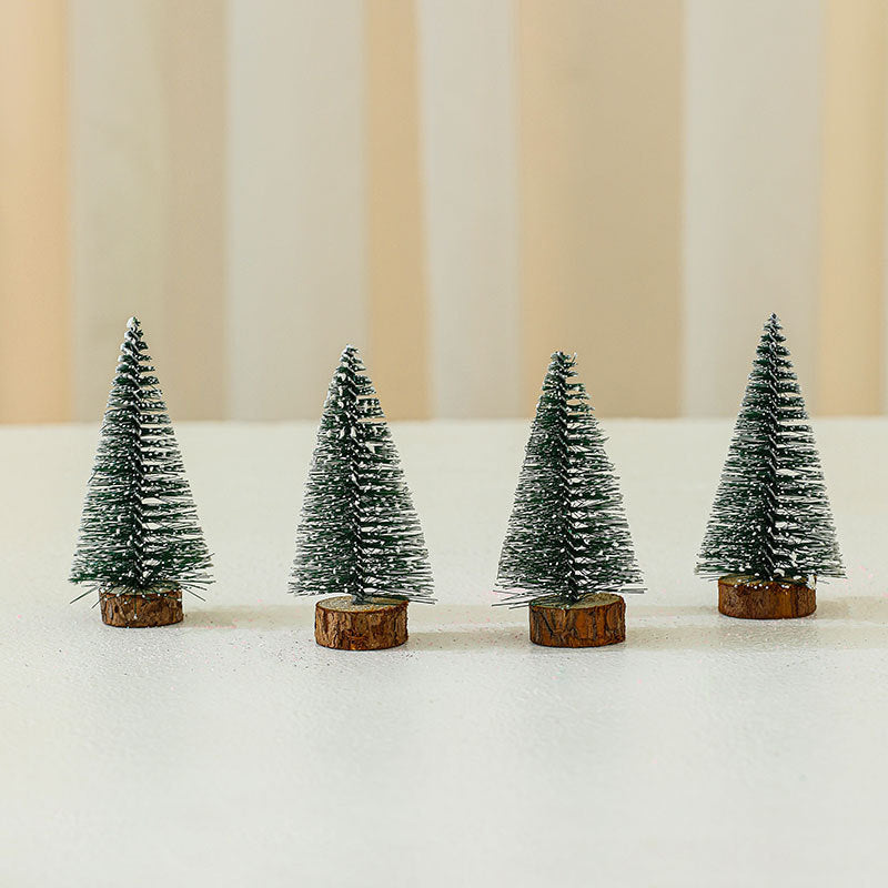 Mini Christmas Tree Set with Snow Tipped Branches | Graded Color Finish | Mantel, Desk and Table Displays