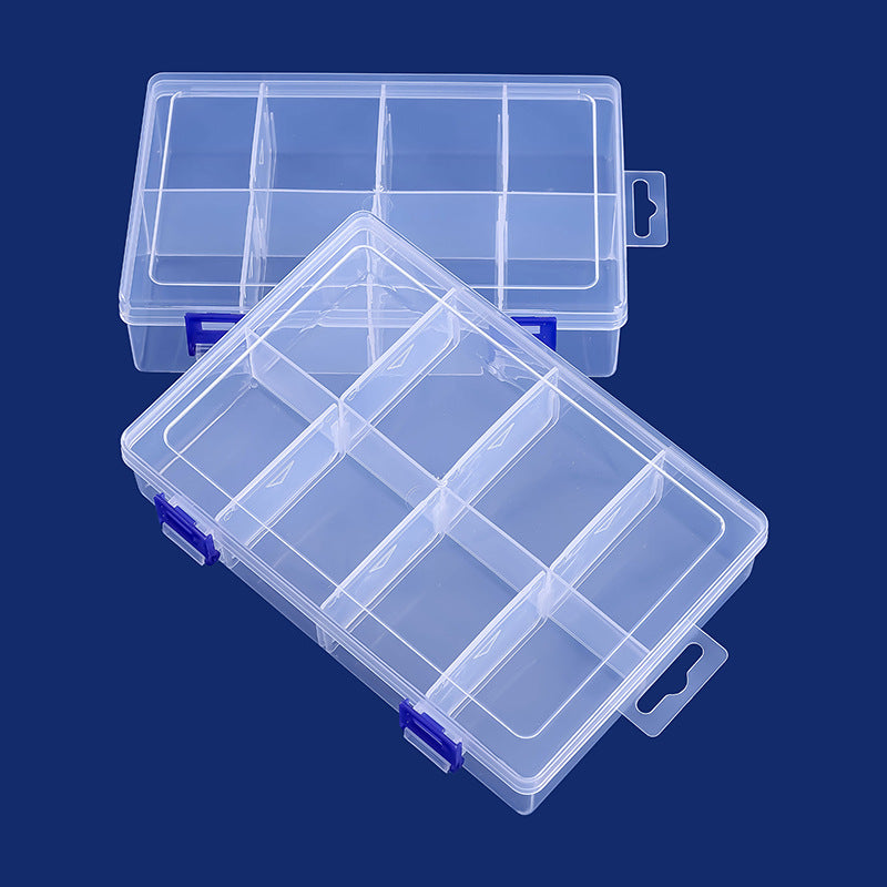 Clear Bead Organizer Box with Adjustable Compartments | Latching Lid for Thread and Small Tools | 7.87 x 5.12 in