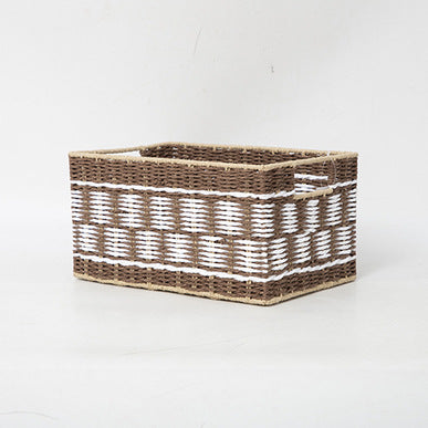 Woven Storage Organizer Basket with Side Handles | Paper Rope Bin for Toys, Blankets and Clothes | 6 Colors