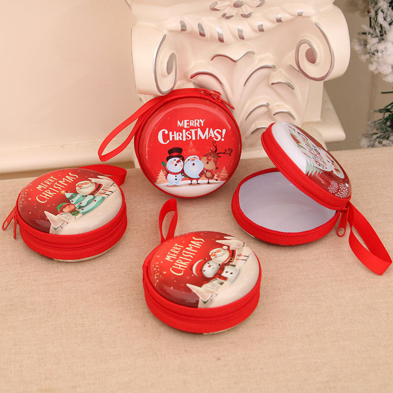 Christmas Snowman Coin Purse with a Festive Scene Print | Zip-Around Pouch with a Wrist Strap | Wipe-Clean Finish, 4 Designs