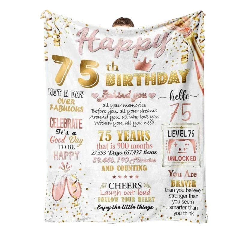Milestone Birthday Fleece Warm Blanket with Quotes | Soft Machine Washable Throw | 6 Ages | 4 Sizes