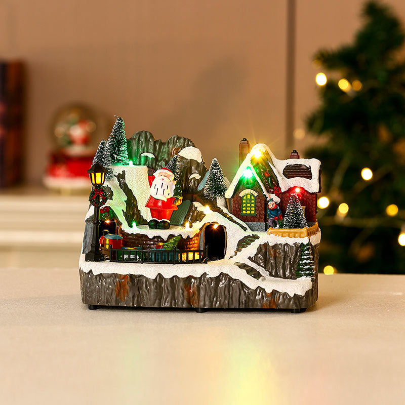 Light Up Christmas Village Decorations with Snowy Houses