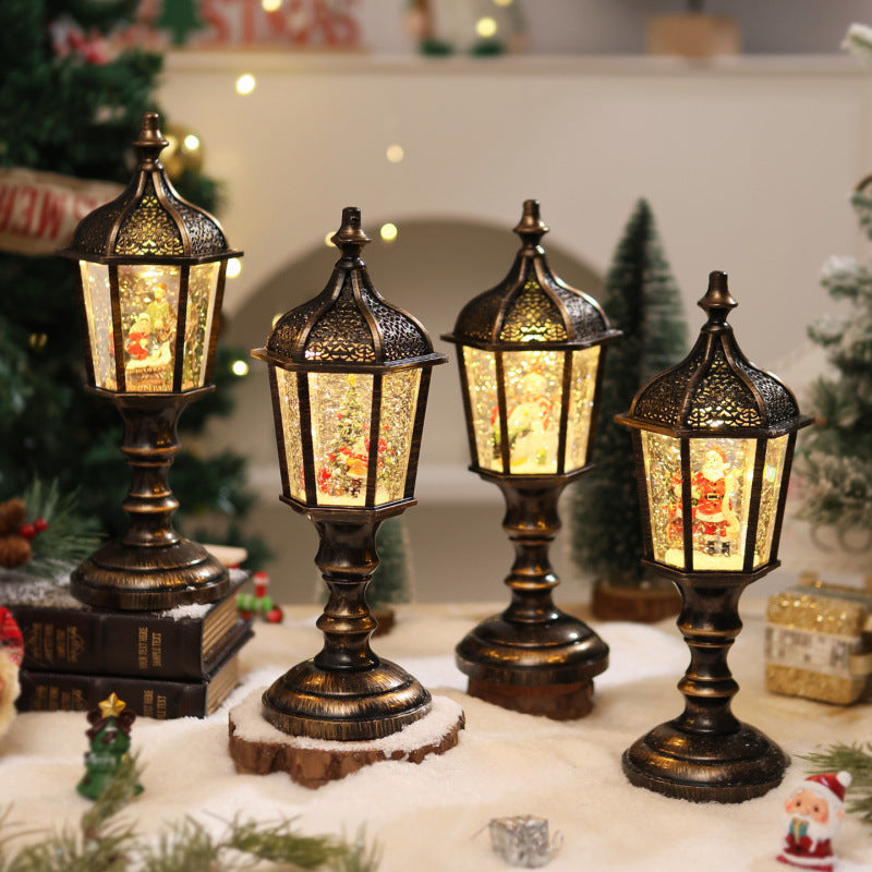 Nostalgic Christmas Lantern with LED Light and Moving Figures