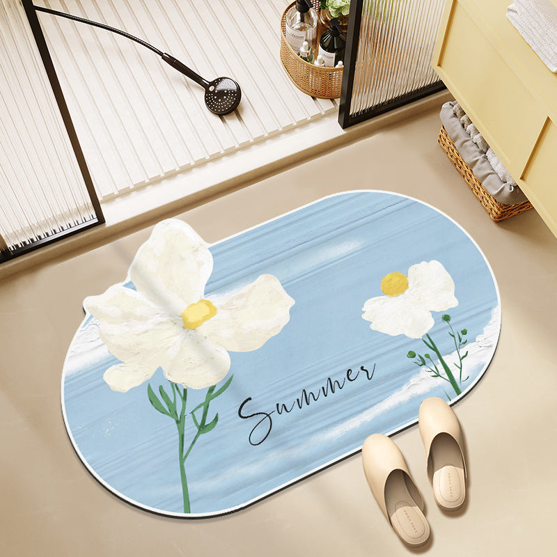 Floral Memory Foam Bath Mat with Non-Slip Backing | Soft Plush Rug for Wet Floors and Entryways | One Size, 7 Designs