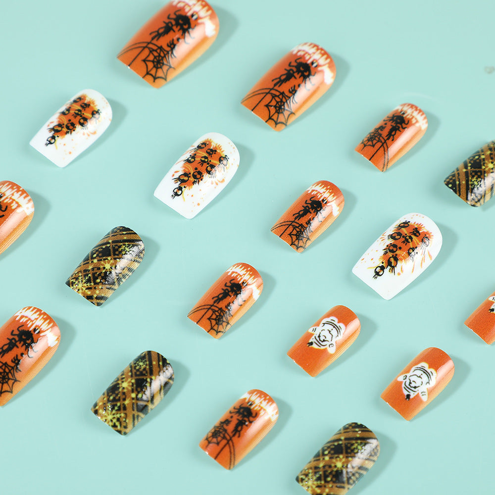 Halloween Press-On Nails | Available in Transparent, White | Glue-Free Application in Minutes for Parties and Nights Out