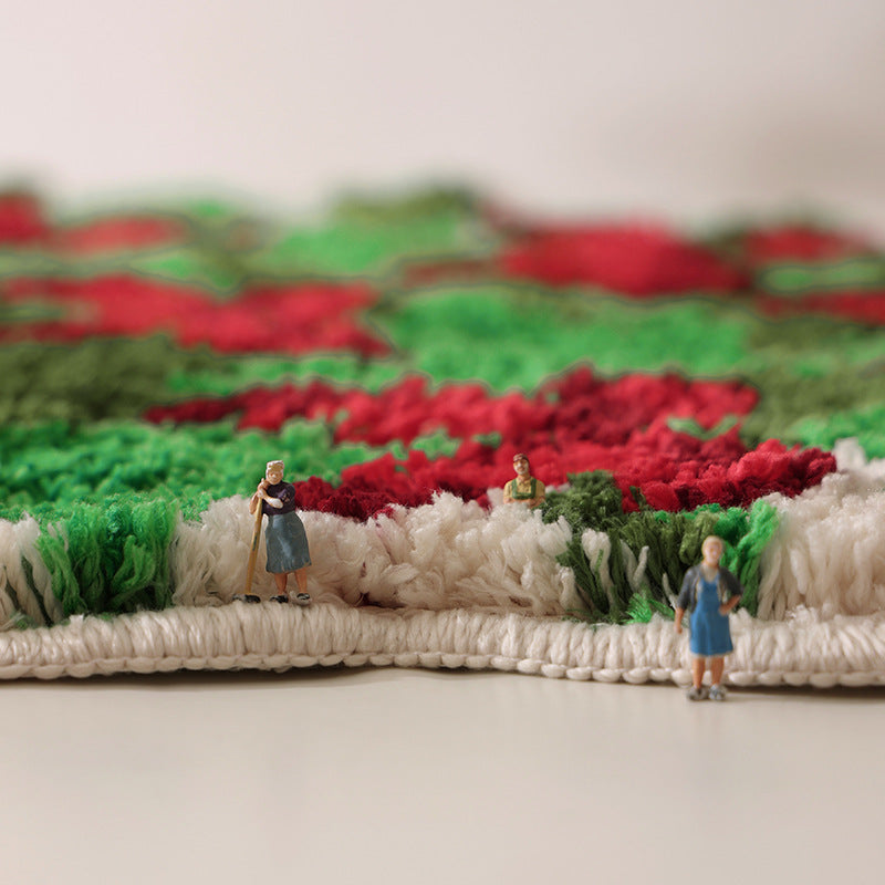 Christmas Carpet Rug in Tree Shape with Red Bows