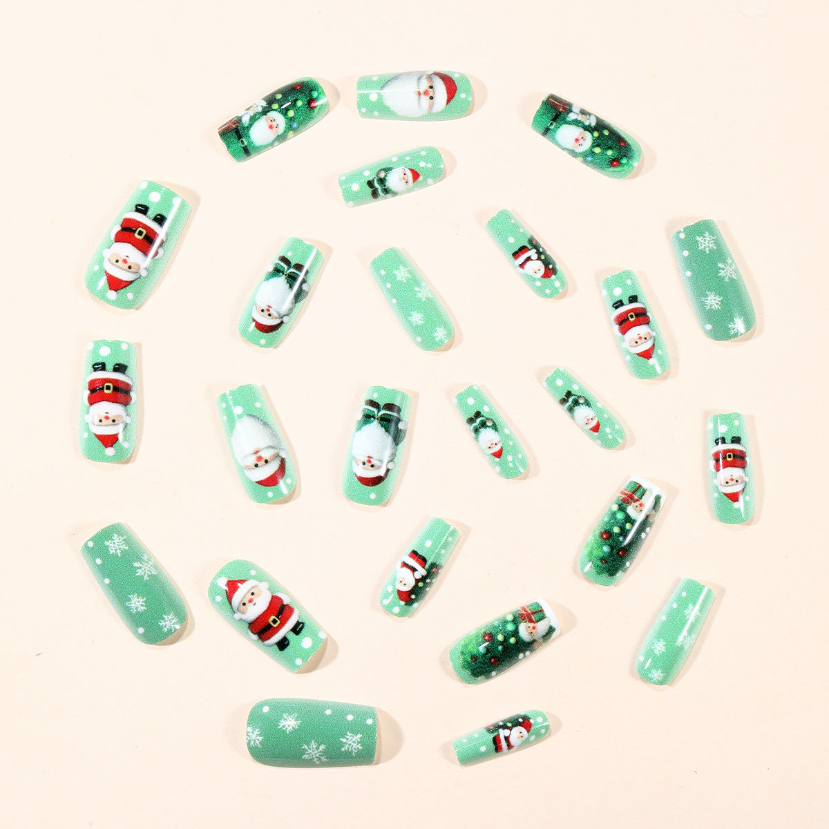 Christmas Press On Nails with 3D Santa and Tree Designs