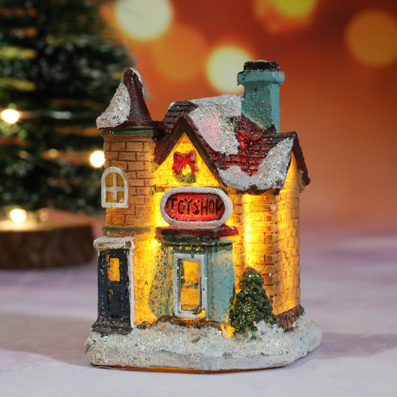 Light Up Christmas Village Houses Figurines with LED Glow