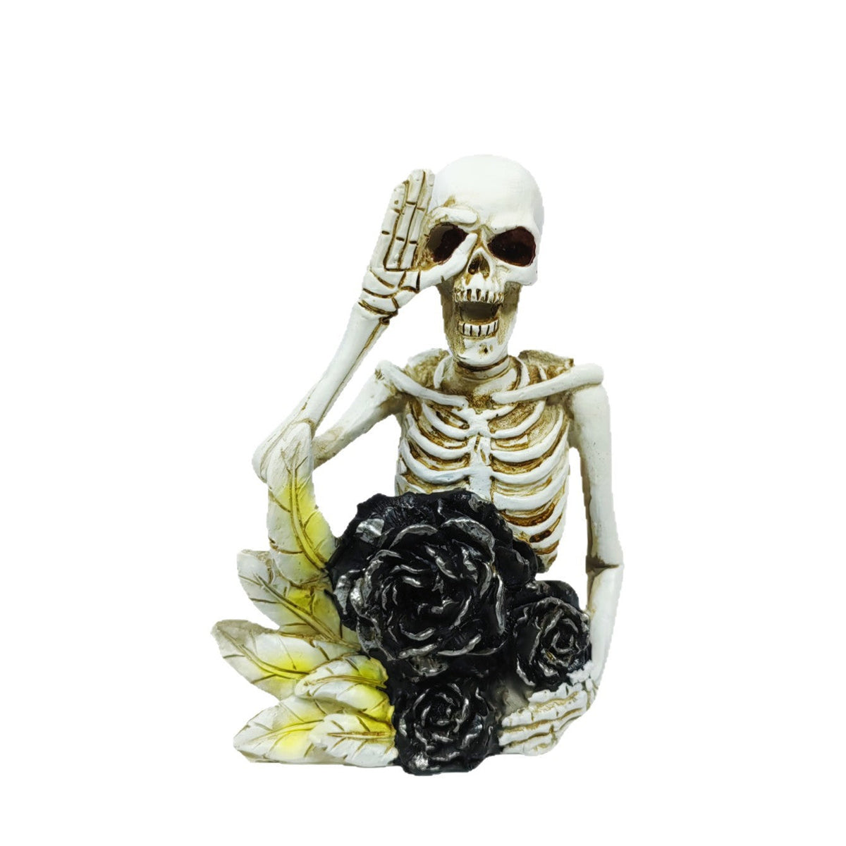 Halloween Skeleton Floral Decorative Figure | Available in 7 Colors | Stands on Shelves, Mantels, and Side Tables