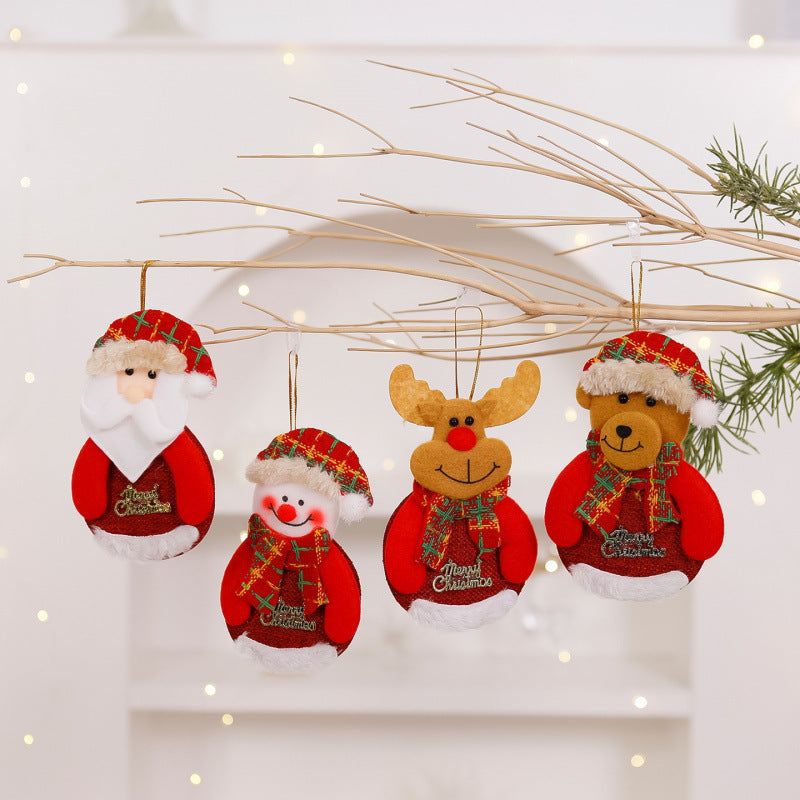 Plush Fabric Christmas Tree Decorations Ornaments Hanging Set