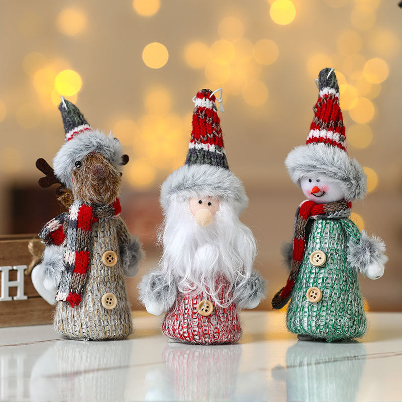 Knitted Christmas Figurines Set with Santa, Snowman and Reindeer