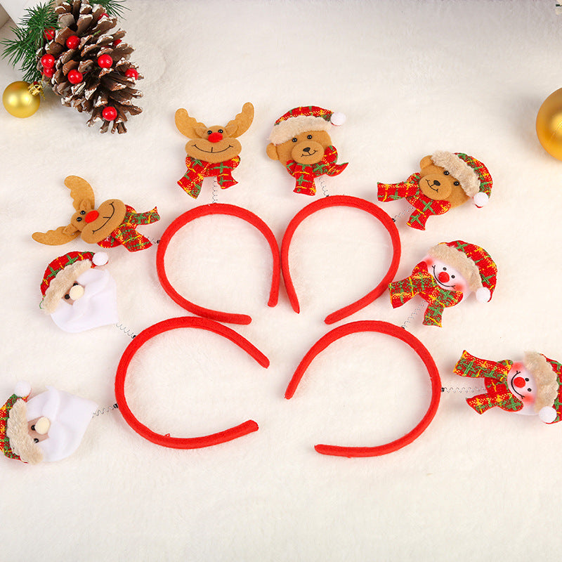 Christmas Headband with Reindeer, Santa, Snowman and Bear Toppers