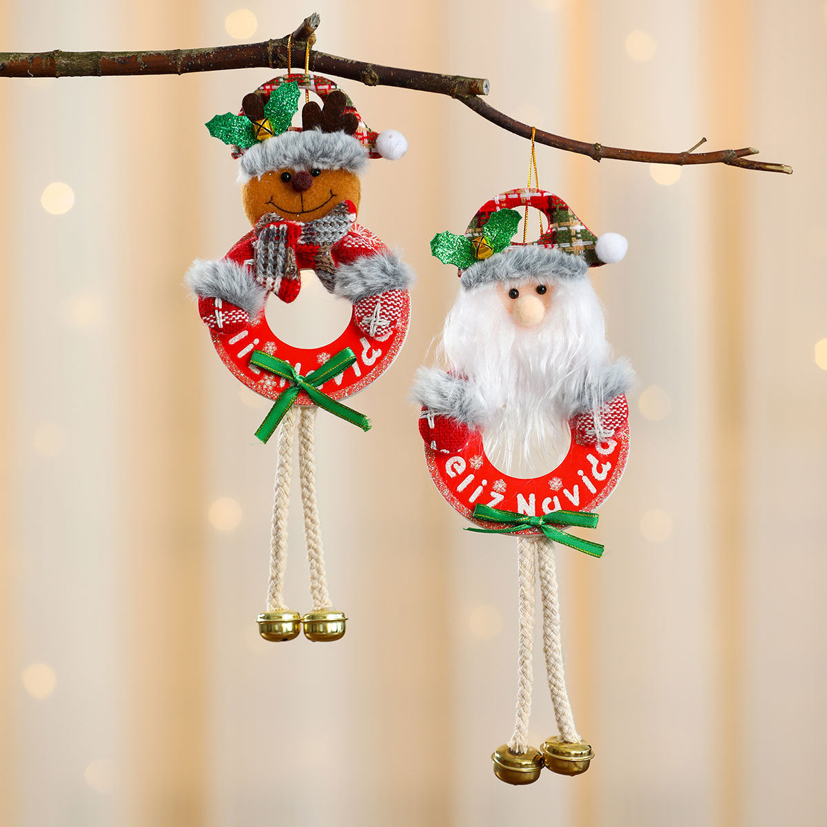 Christmas Tree Ornaments Hanging Santa Wreath Ornament