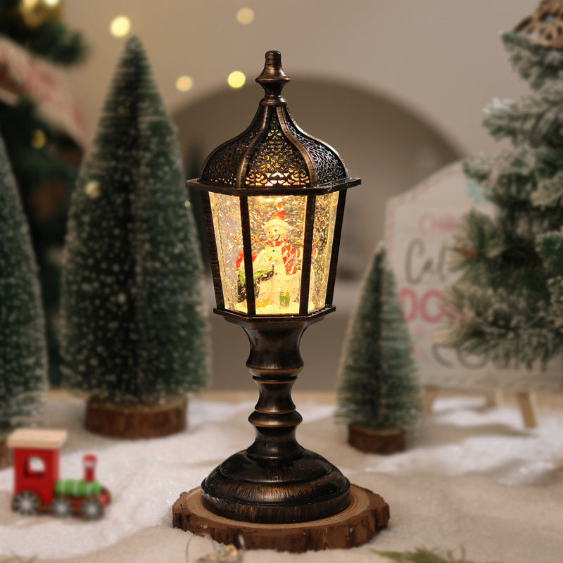 Nostalgic Christmas Lantern with LED Light and Moving Figures