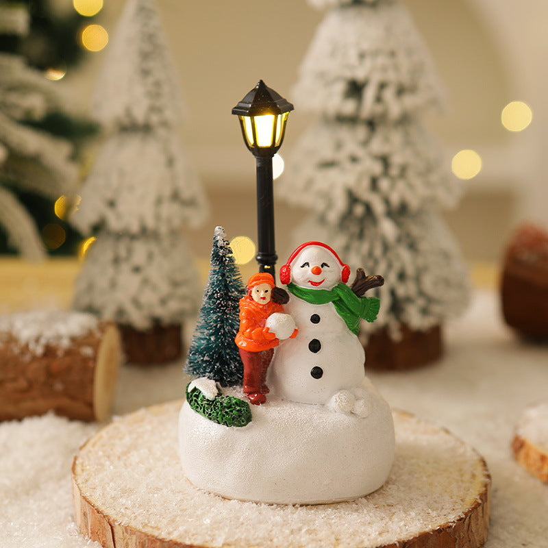 Light Up Santa Claus Figurine Set with Christmas Tree