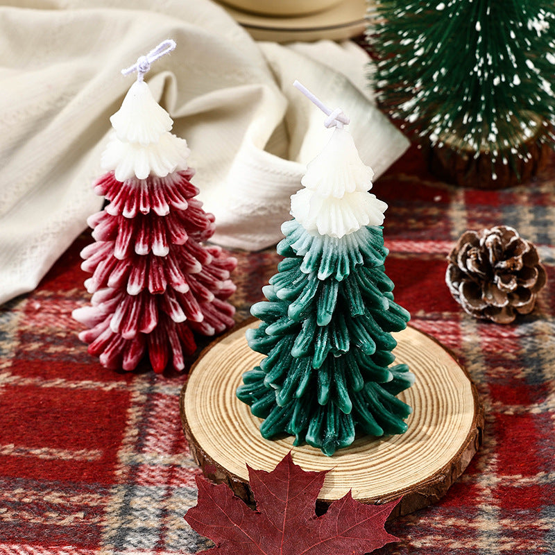Sculptural Pine Christmas Tree Candles with Cotton Wick