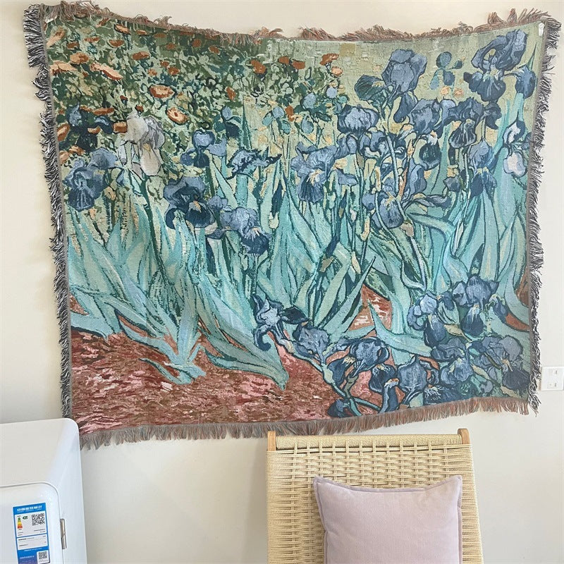 Woven Art Tapestry in Nine Painted Designs | Wall Hangings for Living Room, Also Good as a Throw | 51 x 63 in