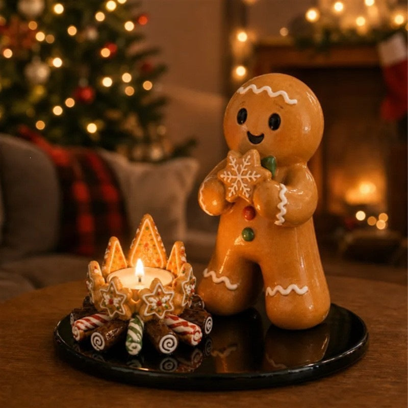 Handcrafted Santa Figurine and Christmas Decorations Set