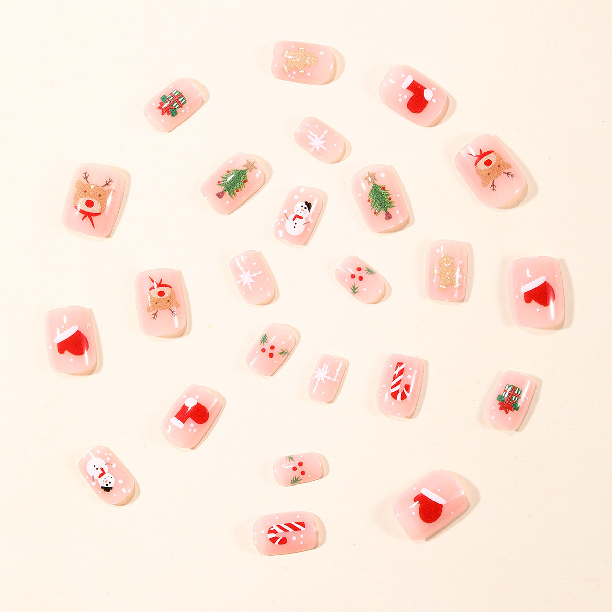 Christmas Press On Nails with Holiday Designs and Nail Glue Tabs