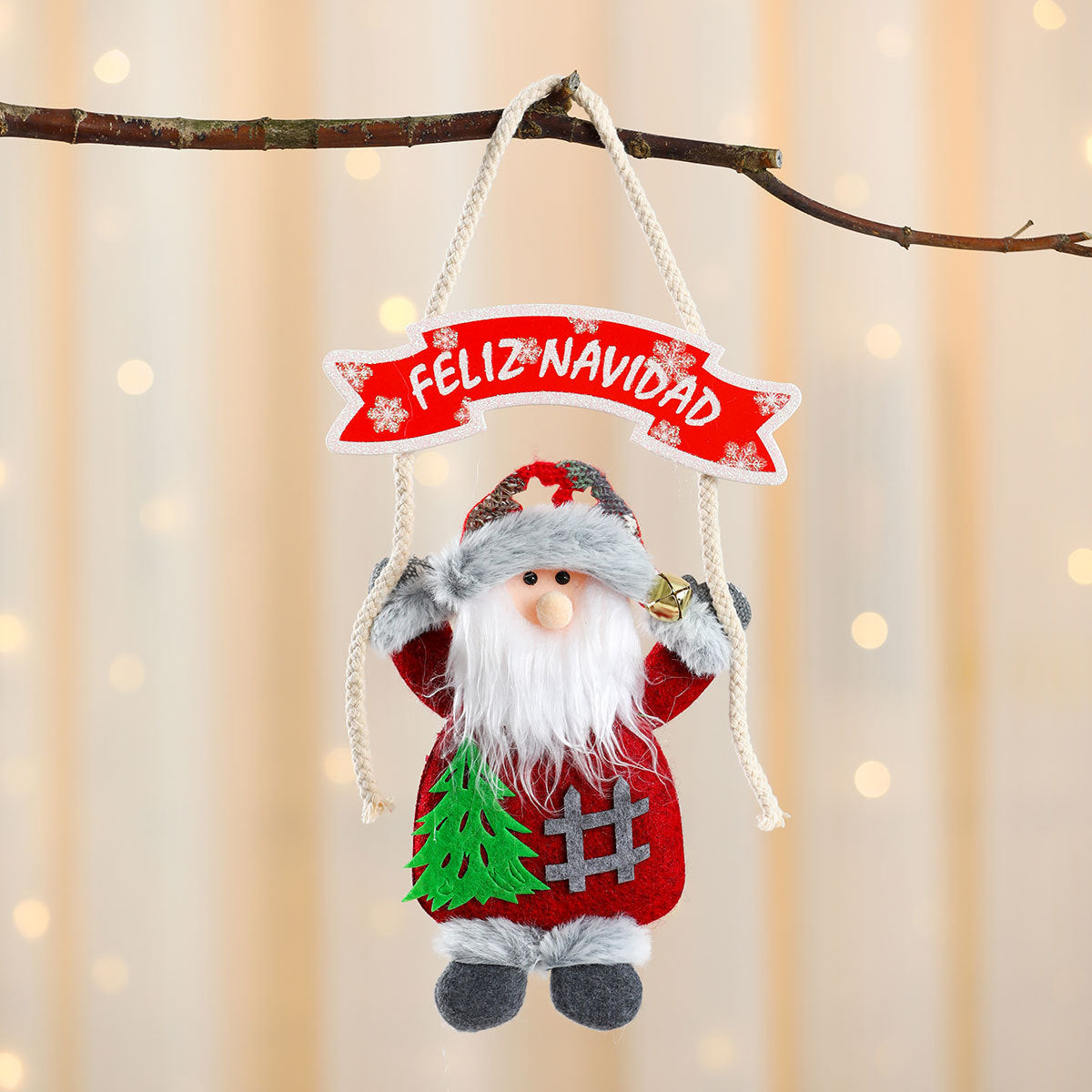 Christmas Tree Ornaments Hanging Plush Feliz Navidad Banner
