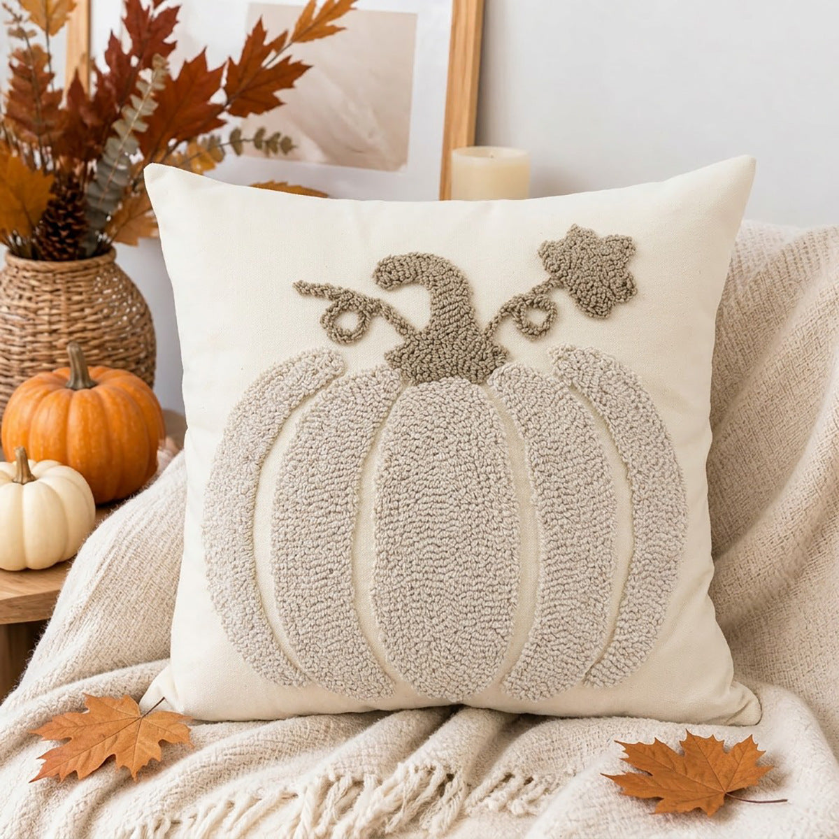 Halloween Pumpkin Throw Pillow | Available in 8 Colors | Plush Accent for Sofas, Chairs, and Beds