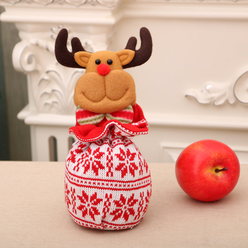 Plush Teddy Bear Christmas Gift Bag with Knit Hat and Scarf | Soft Holiday Treat Sack | Festive Tabletop Decorations