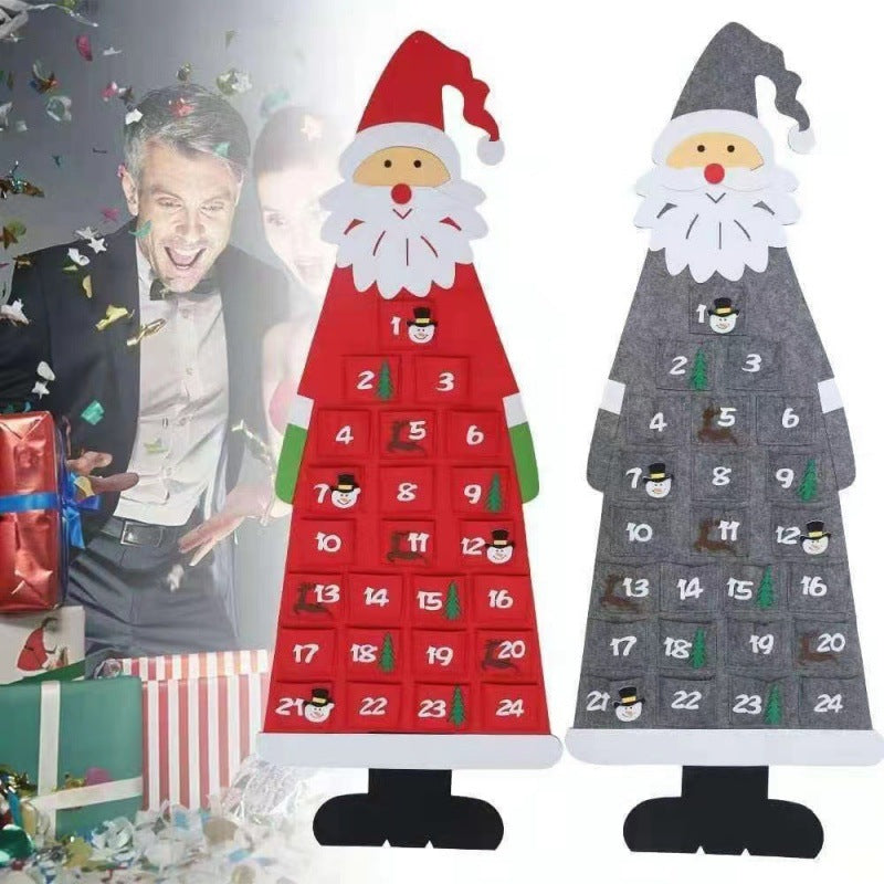 Felt Santa Advent Calendar Wall Hanging with 24 Pockets