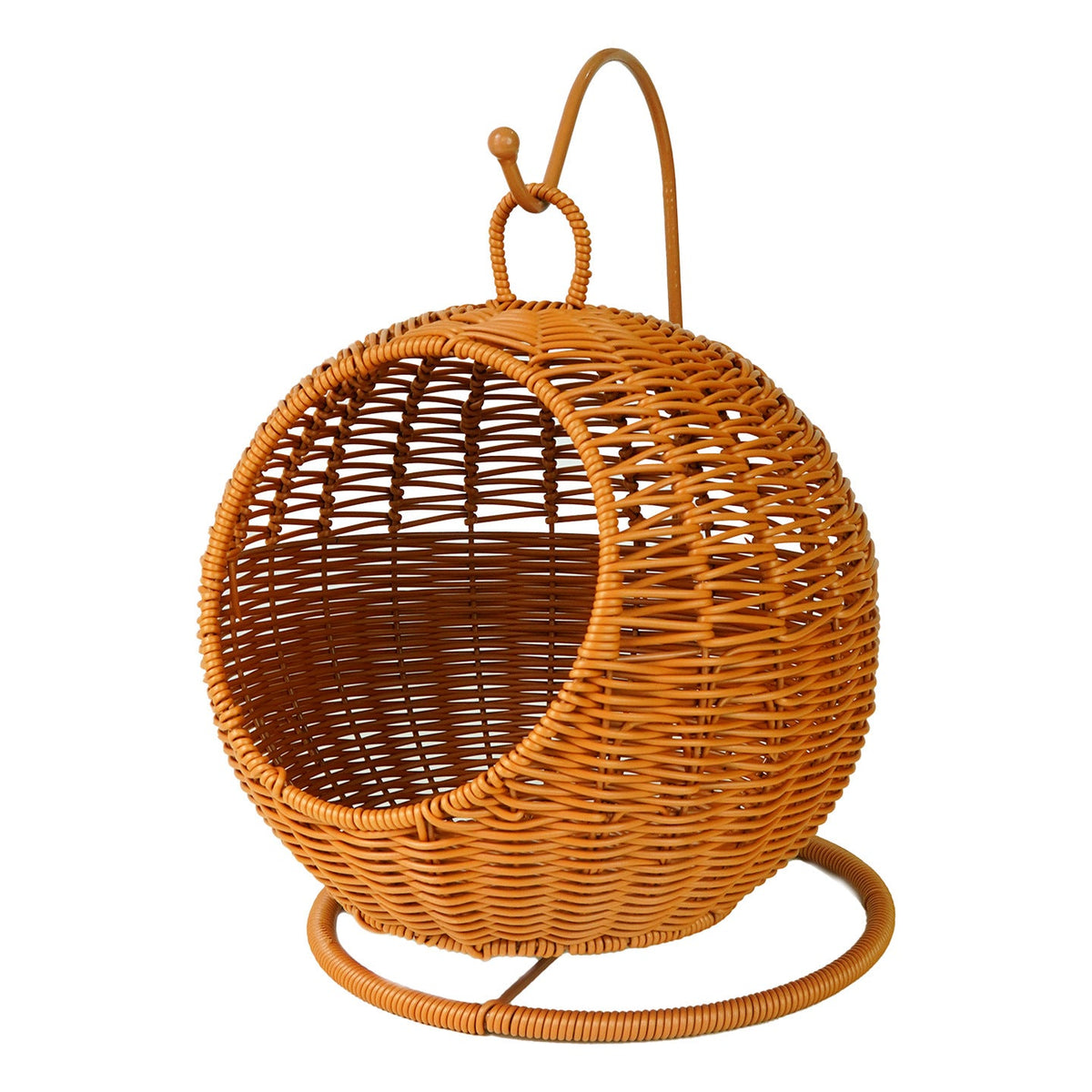 Woven Rattan Wall Basket Decor with Hanging Hook and Ring Stand | Open Front Shape | 2 Sizes, 2 Colors