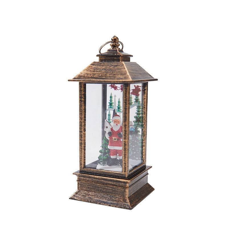 Christmas Lantern with LED Lights and Santa Claus Figure