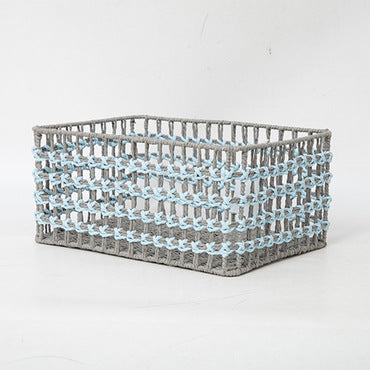 Woven Storage Organizer Basket with Side Handles | Paper Rope Bin for Toys, Blankets and Clothes | 6 Colors