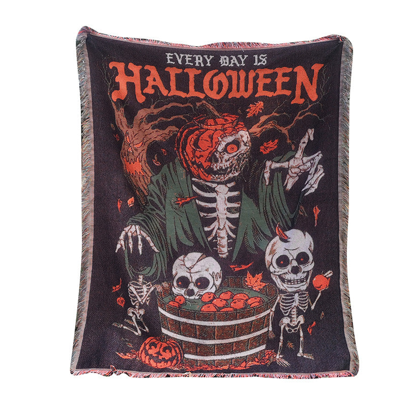 Halloween Throw Blanket | Available in Kürbis-Skelett | Soft Fleece for Sofas, Beds, and Movie Nights