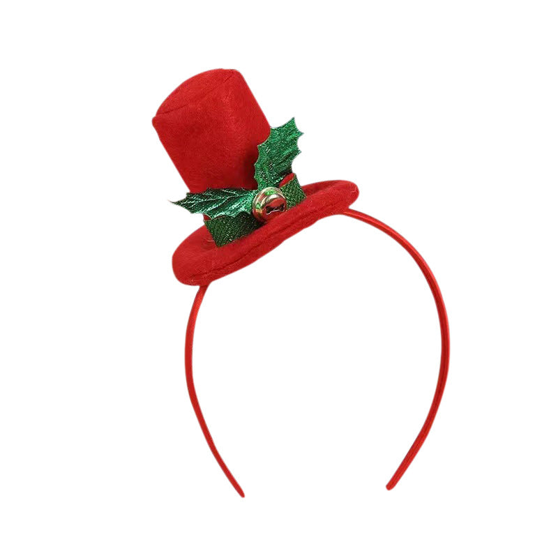 Christmas Mini Hat Headband with Holly Leaves and Bell