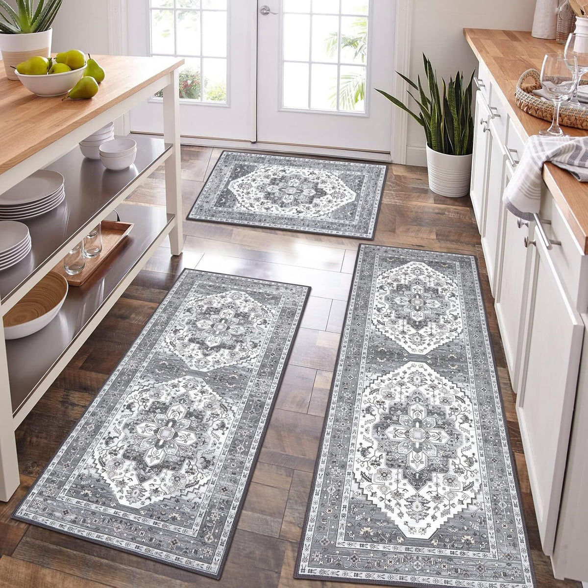 Persian Pattern Kitchen Runner Rugs with Non-Slip Backing | Cushioned Pile for Long Cooking Sessions | 8 Designs