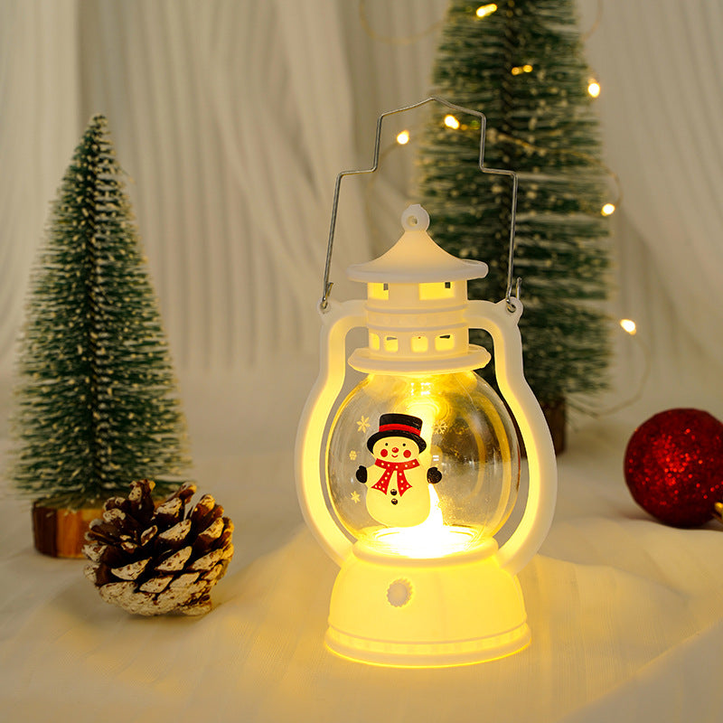 White LED Christmas Lanterns with Glass Globe and Metal Handle