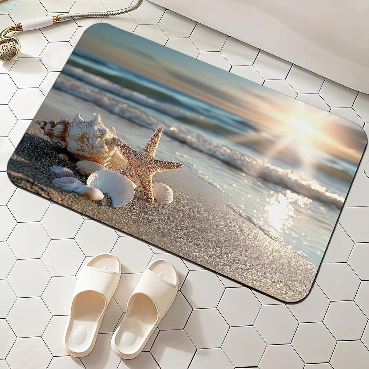 Checkerboard Bath Mat with Daisy Print and Non-Slip Backing | Hard-Wearing Surface, Easy to Wipe Clean | 11 Designs