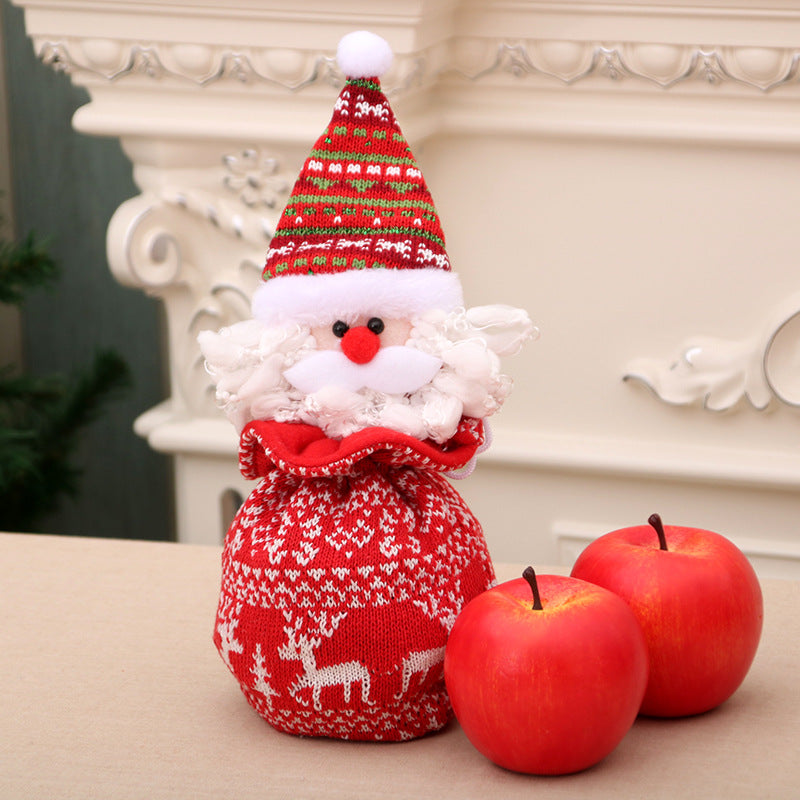 Plush Teddy Bear Christmas Gift Bag with Knit Hat and Scarf | Soft Holiday Treat Sack | Festive Tabletop Decorations